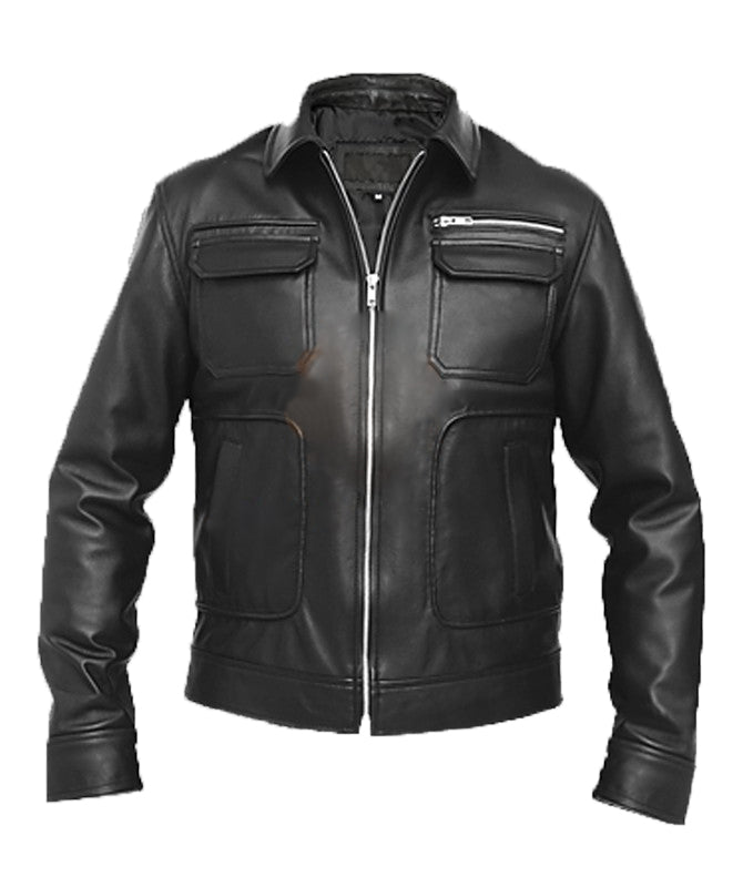 Apollo Bomber Black Leather Jacket | Leather Bomber Jacket Mens