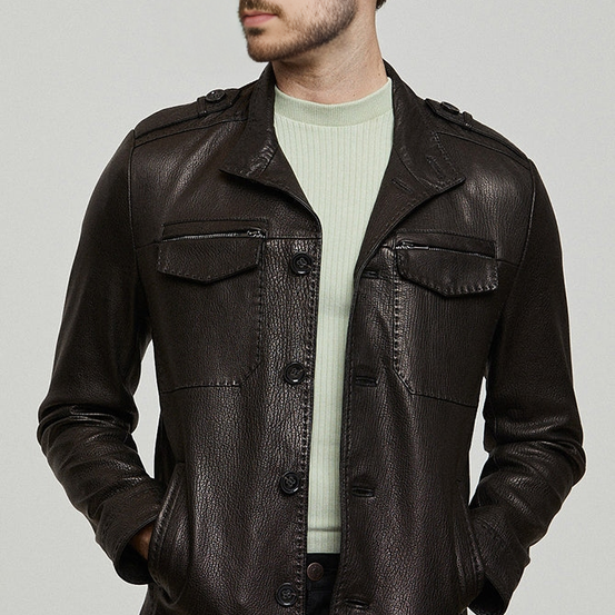 Black Sports Blazer Leather Jacket For Men