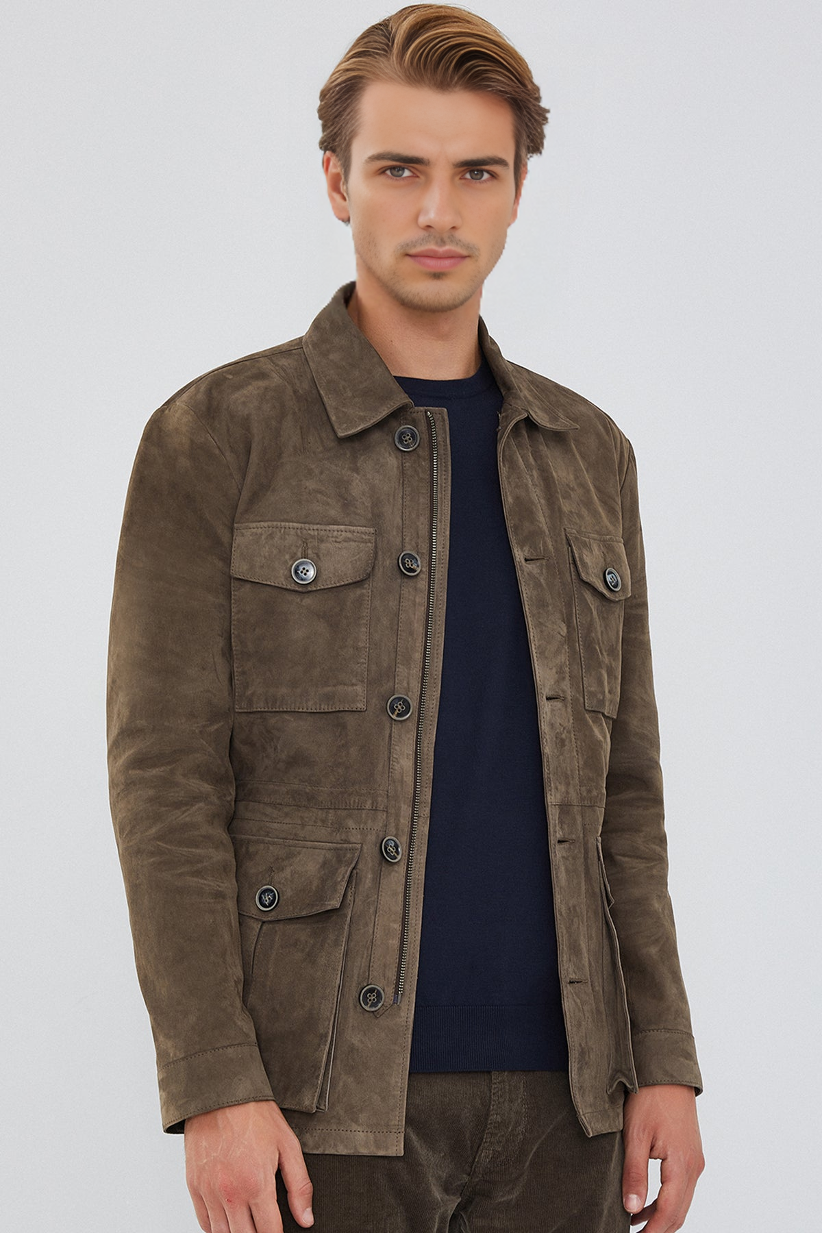 Bonucci Mink Suede Leather Coat for Men