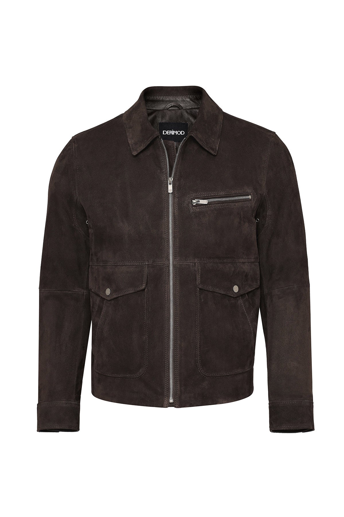 Brown Nubuck Leather Jacket For Men