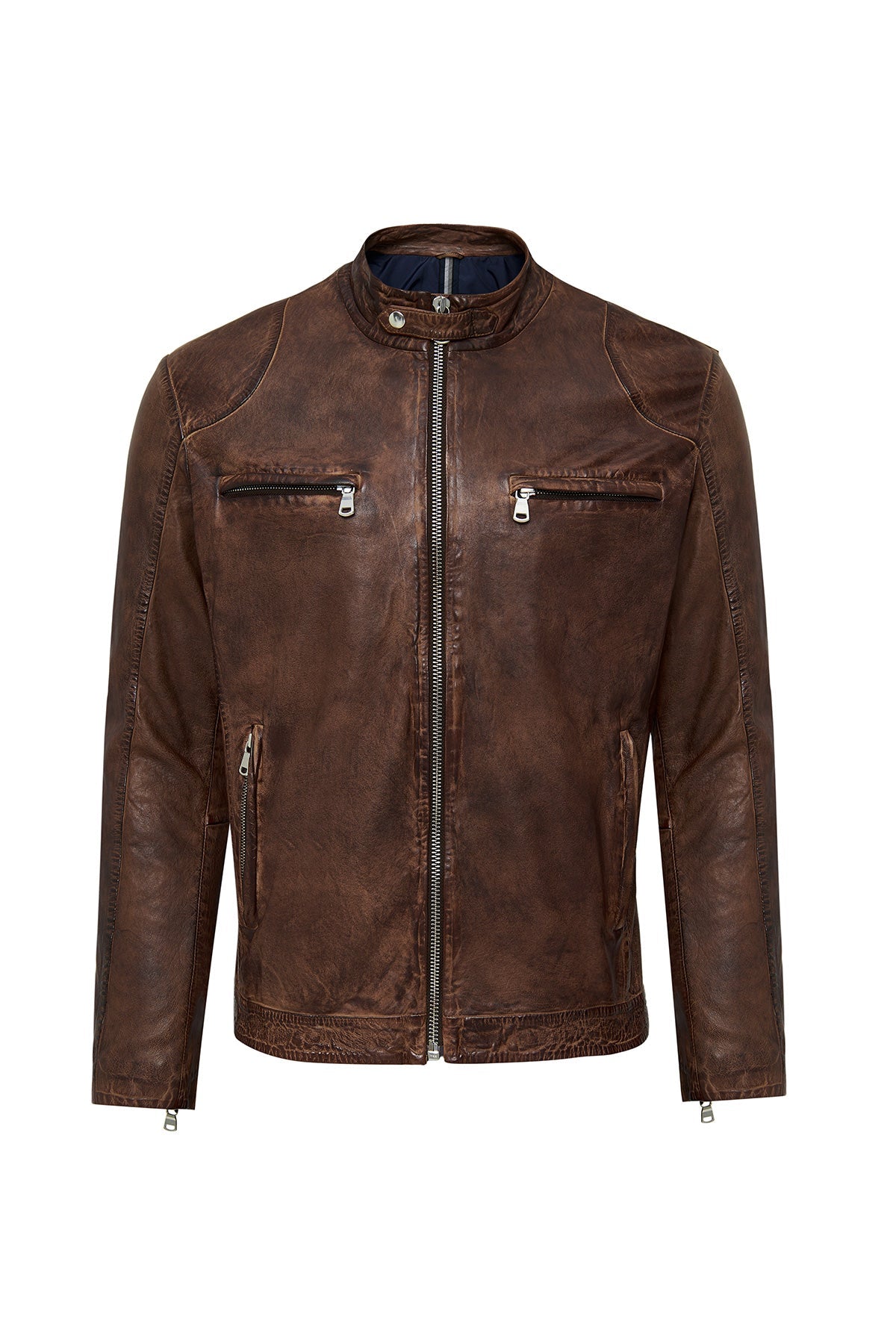 Brown Sport Leather Jacket For Men