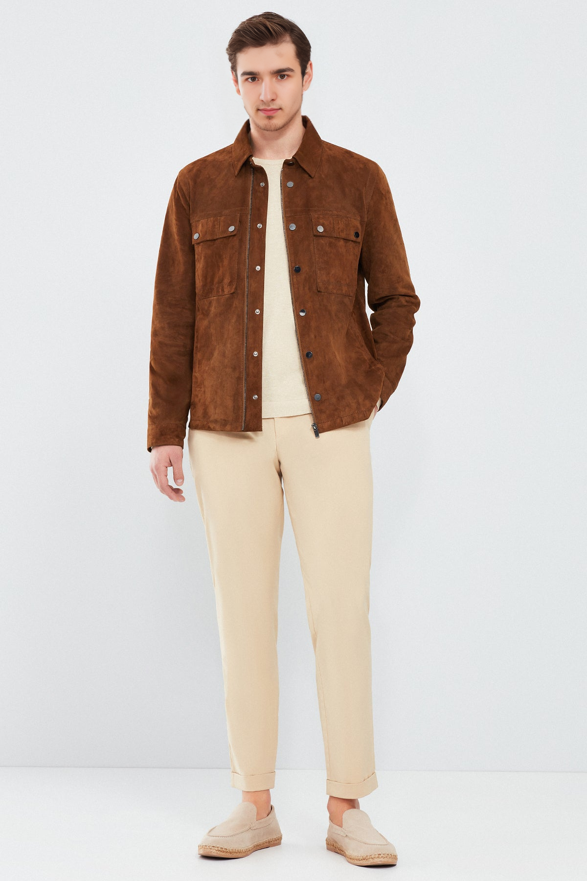 Brown Suede Leather Jacket For Men