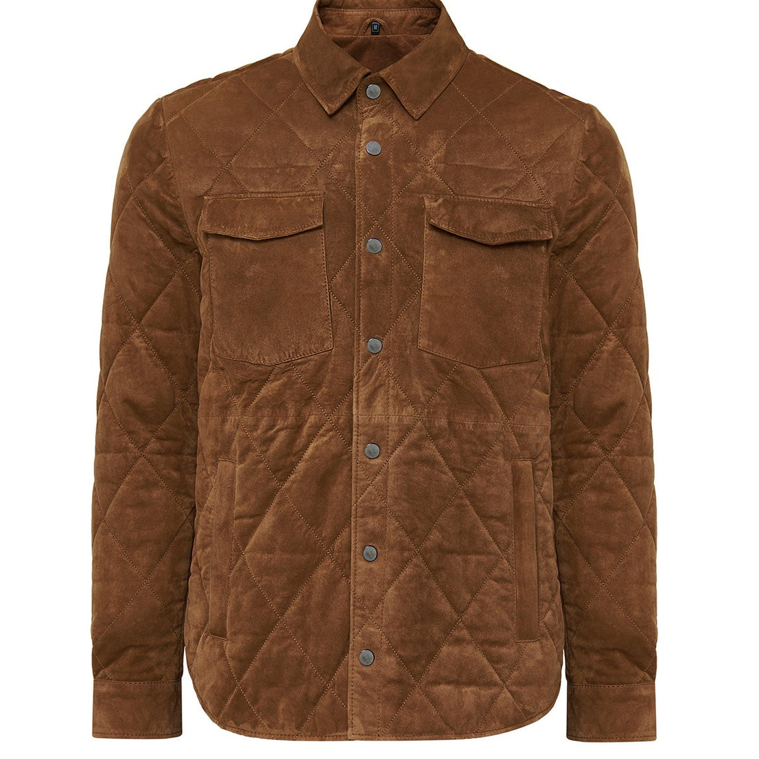 Camel Shirt Collar Suede Leather Coat For Men