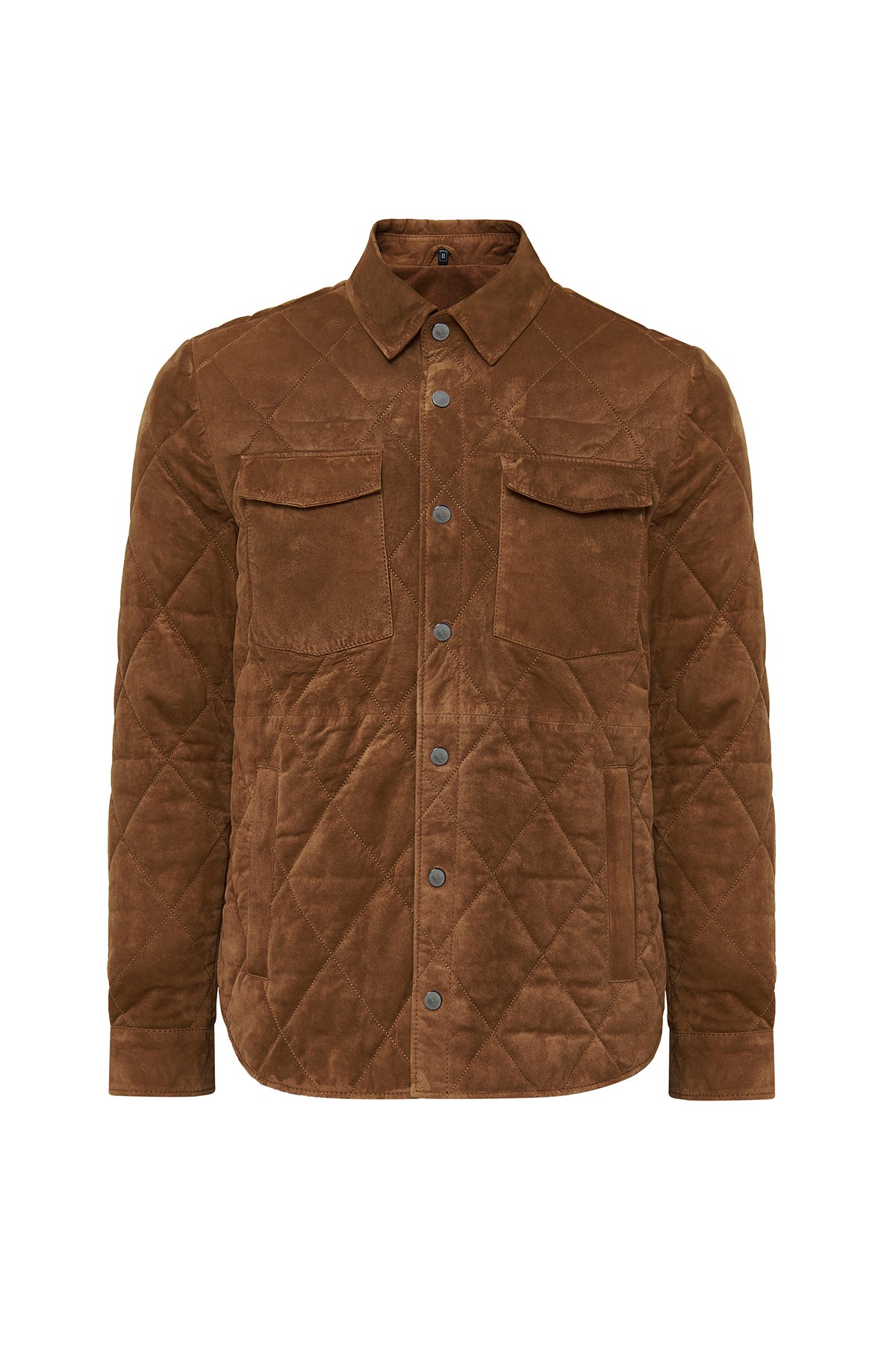 Camel Shirt Collar Suede Leather Coat For Men