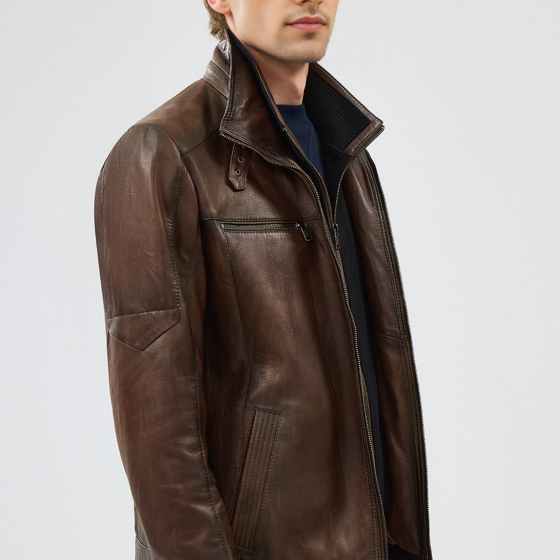 Mateo Brown Leather Jacket For Men