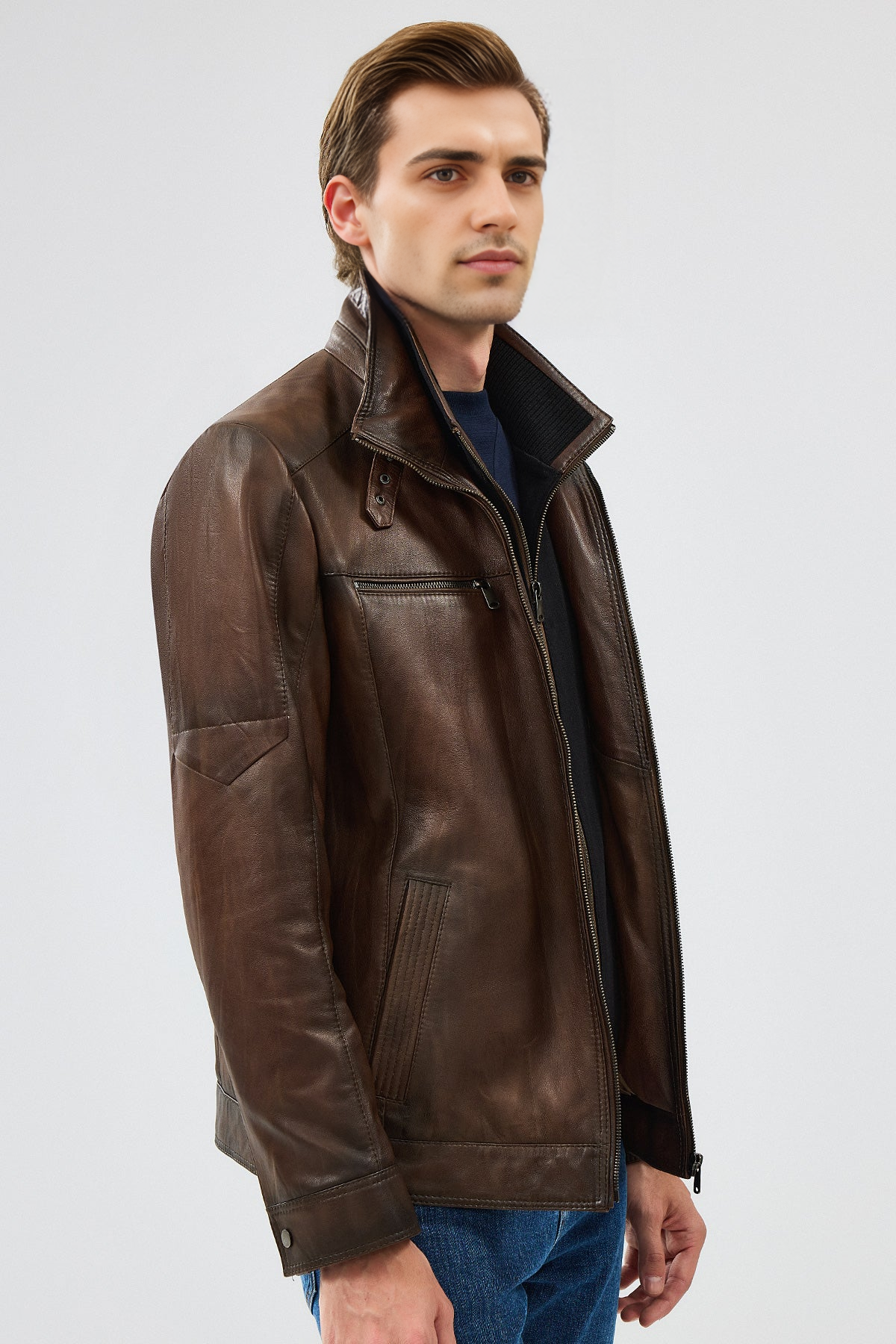 Mateo Brown Leather Jacket For Men