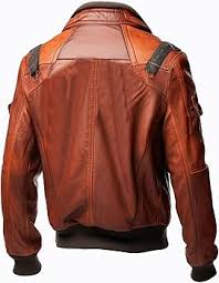 Ezekiel Brown Bomber Leather Jacket For Men