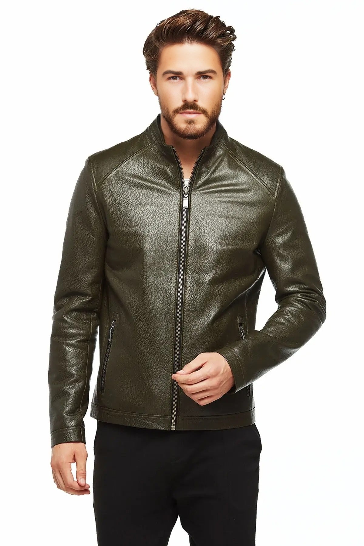 Adam Green Biker Leather Jacket For Men