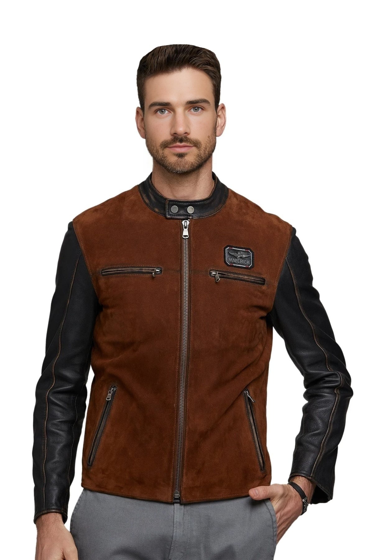 Joseph Brown Suede Leather Jacket For Men