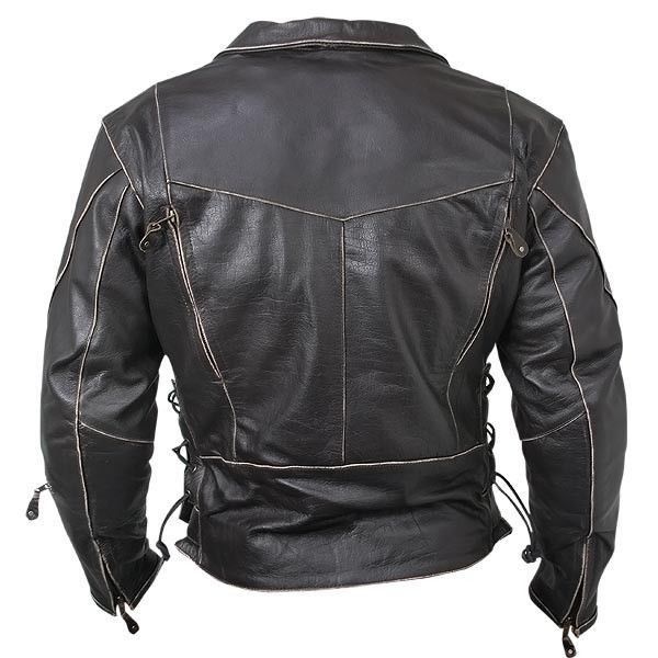 Brando Biker Distressed Black Leather Jacket For Men