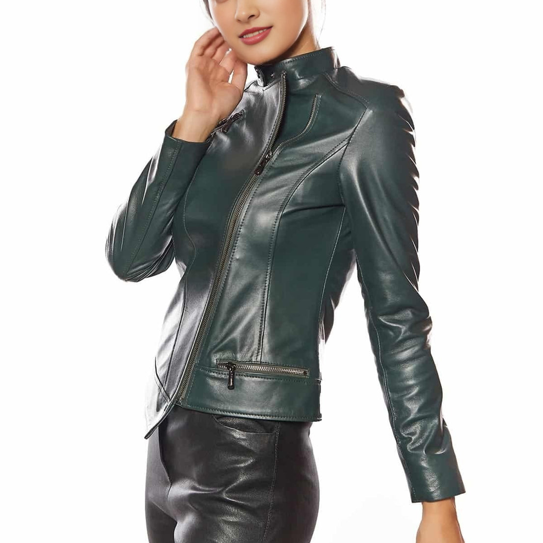 Jennifer Green Leather Jacket For Women