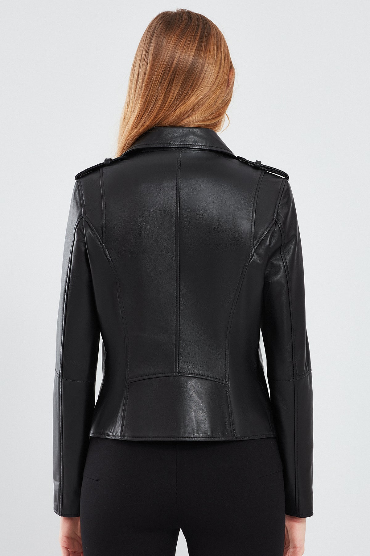 Egoist Black Biker Leather Jacket For Women