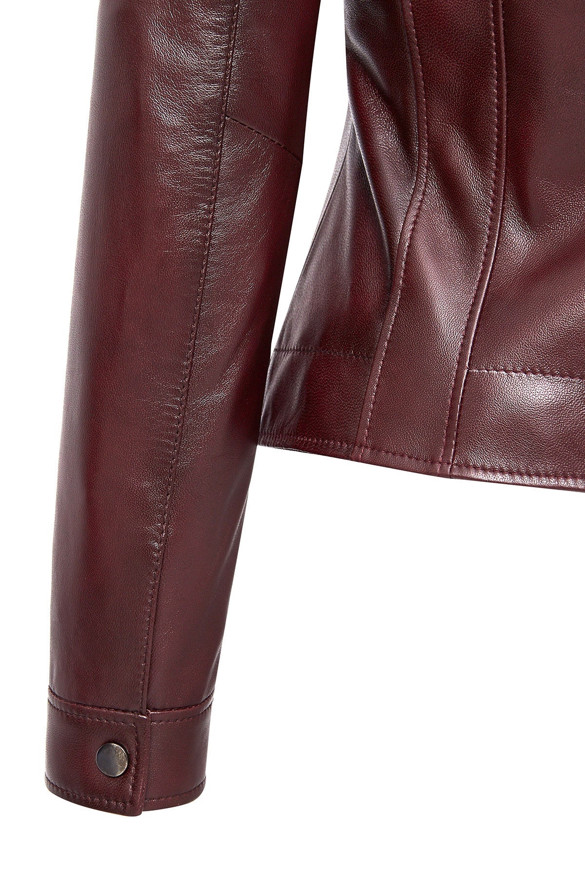 Marlyn Burgundy Leather Jacket For Women
