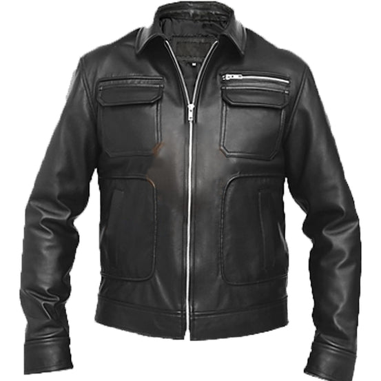 Apollo Bomber Black Leather Jacket | Leather Bomber Jacket Mens