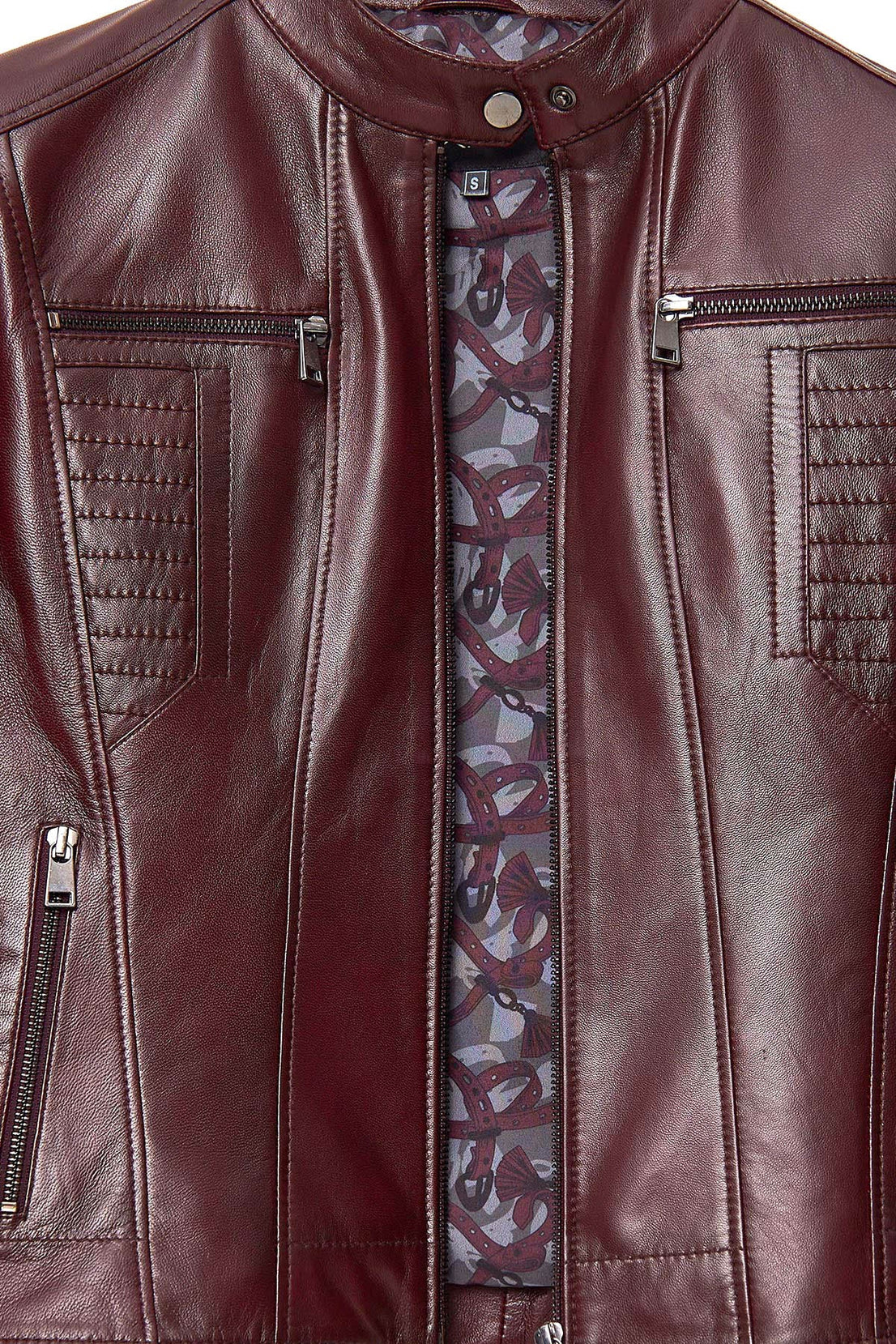 Marlyn Burgundy Leather Jacket For Women