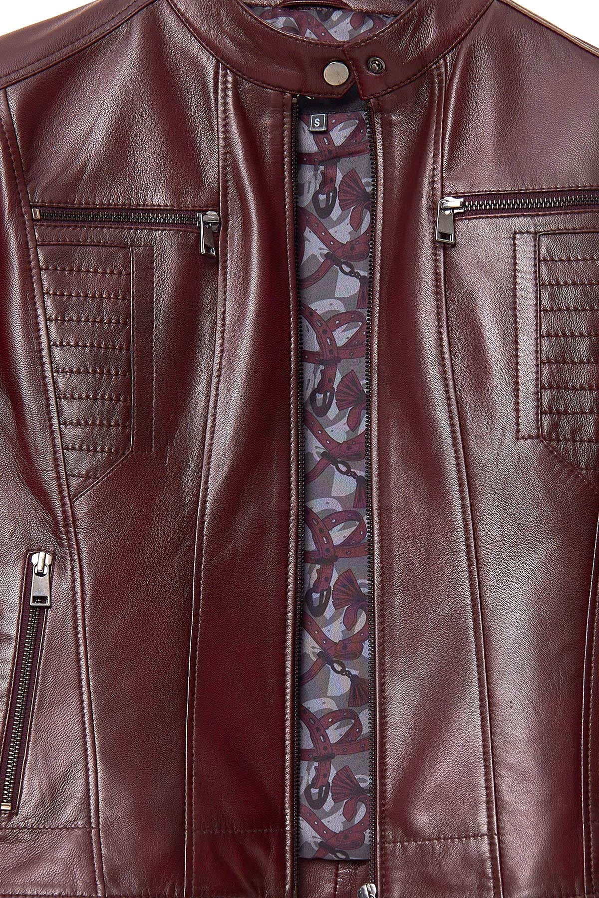 Marlyn Burgundy Leather Jacket For Women