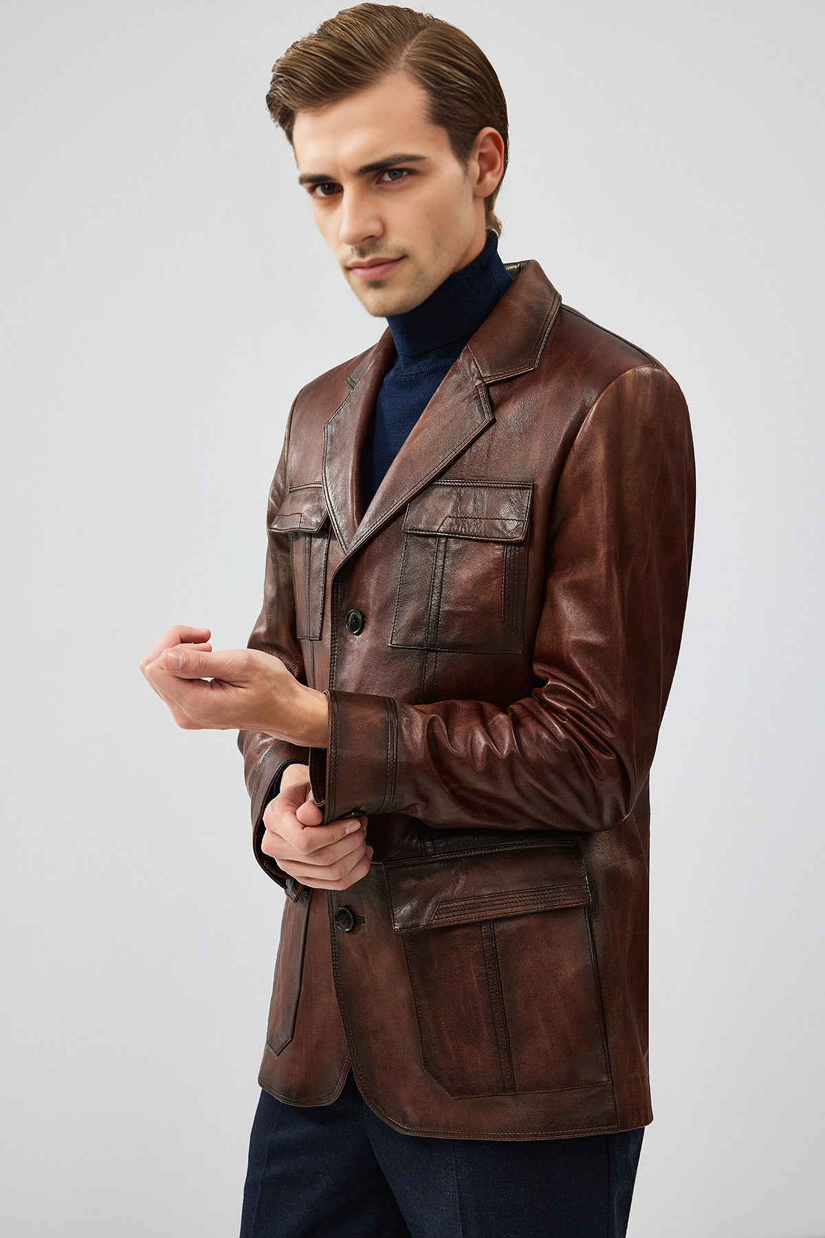 Kevin Brown Blazer Leather Jacket For Men