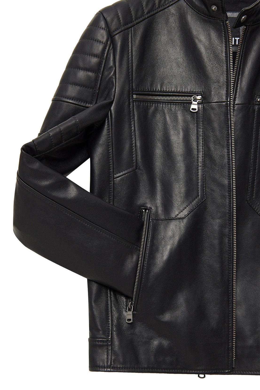 Morant Black Judge Collar Leather Jacket For Men