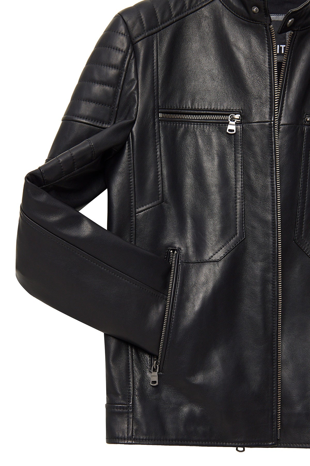Morant Black Judge Collar Leather Jacket For Men