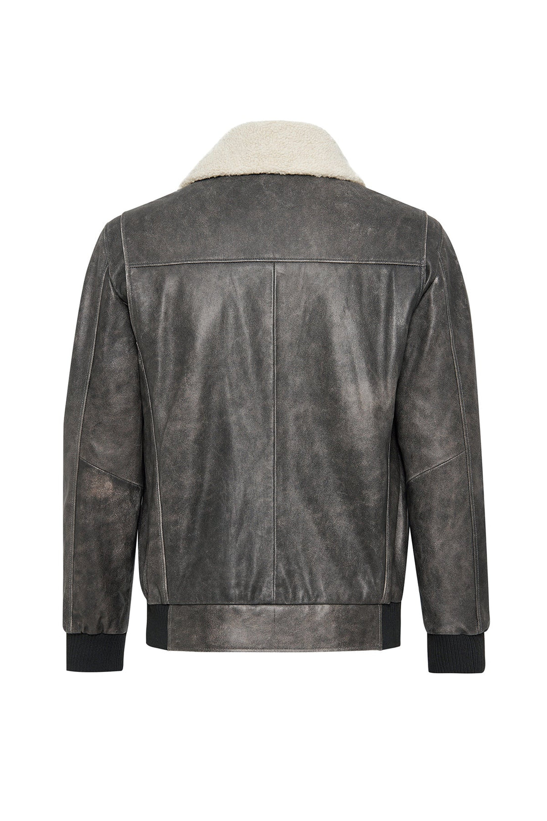 Hurricane Grey Fur Collar Pilot Leather Jacket For Men