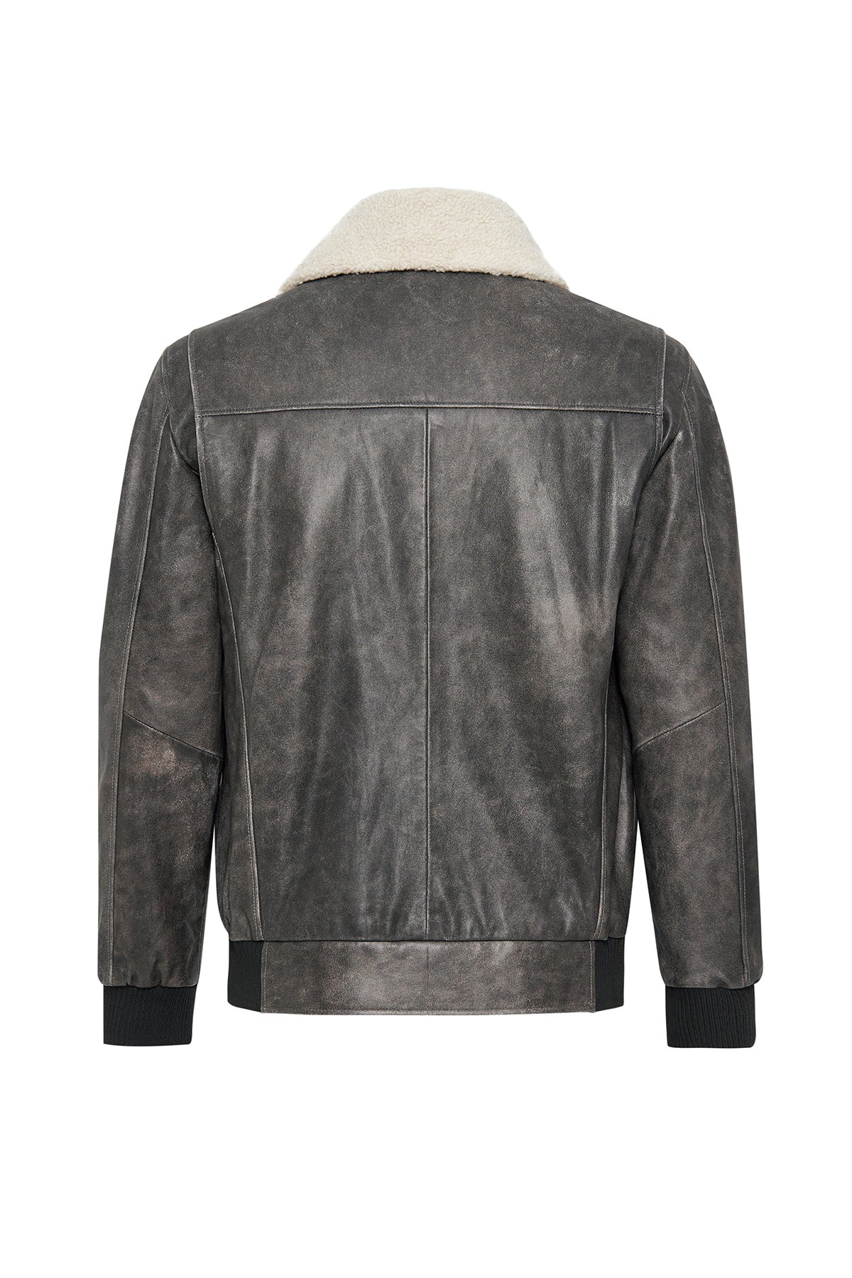 Hurricane Grey Fur Collar Pilot Leather Jacket For Men