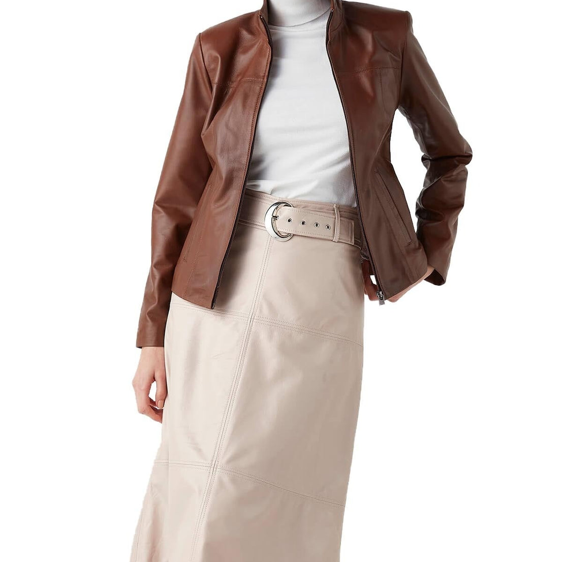 Hailey Brown Leather Jacket For Women