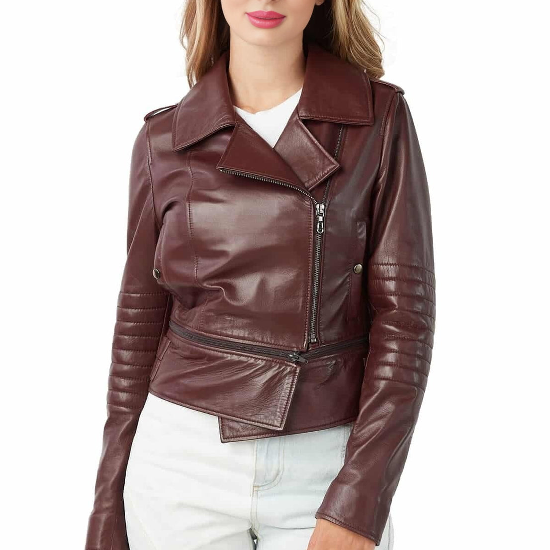 Liliana Brown Stylish Leather Jacket For Women