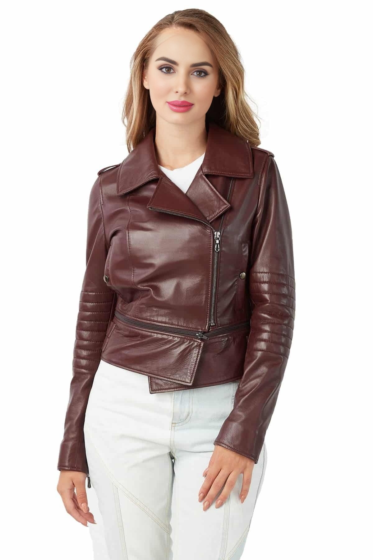 Liliana Brown Stylish Leather Jacket For Women