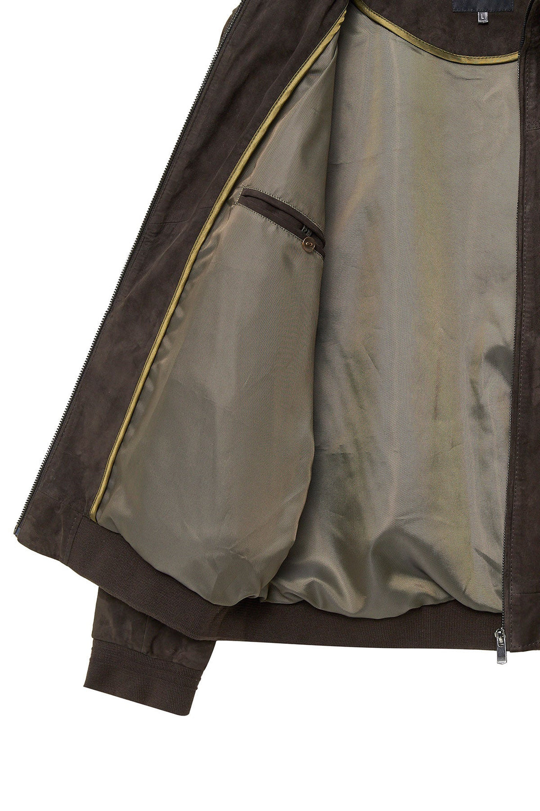 Marcelo Brown Mandarin Collar Suede Leather Jacket For Men