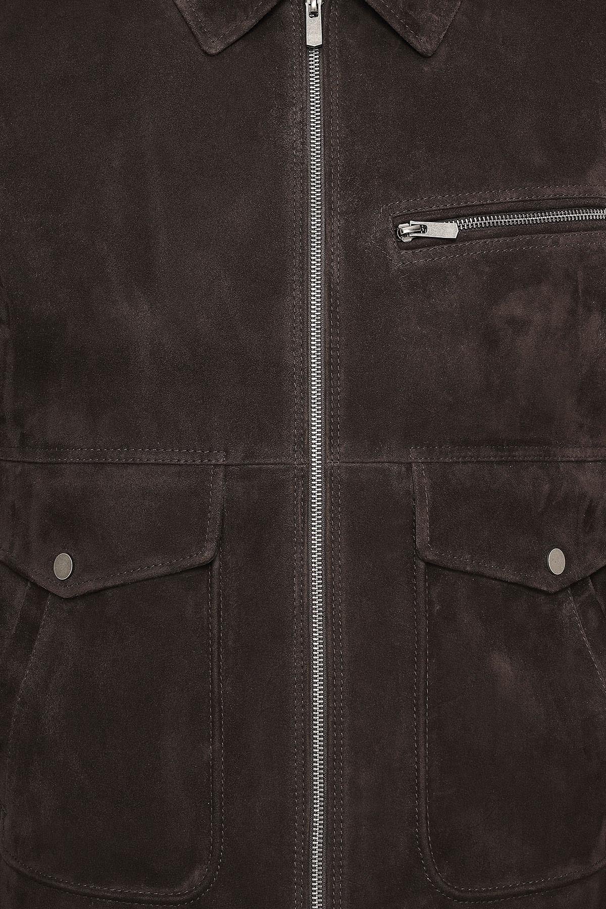 Morata Brown Nubuck Leather Jacket For Men