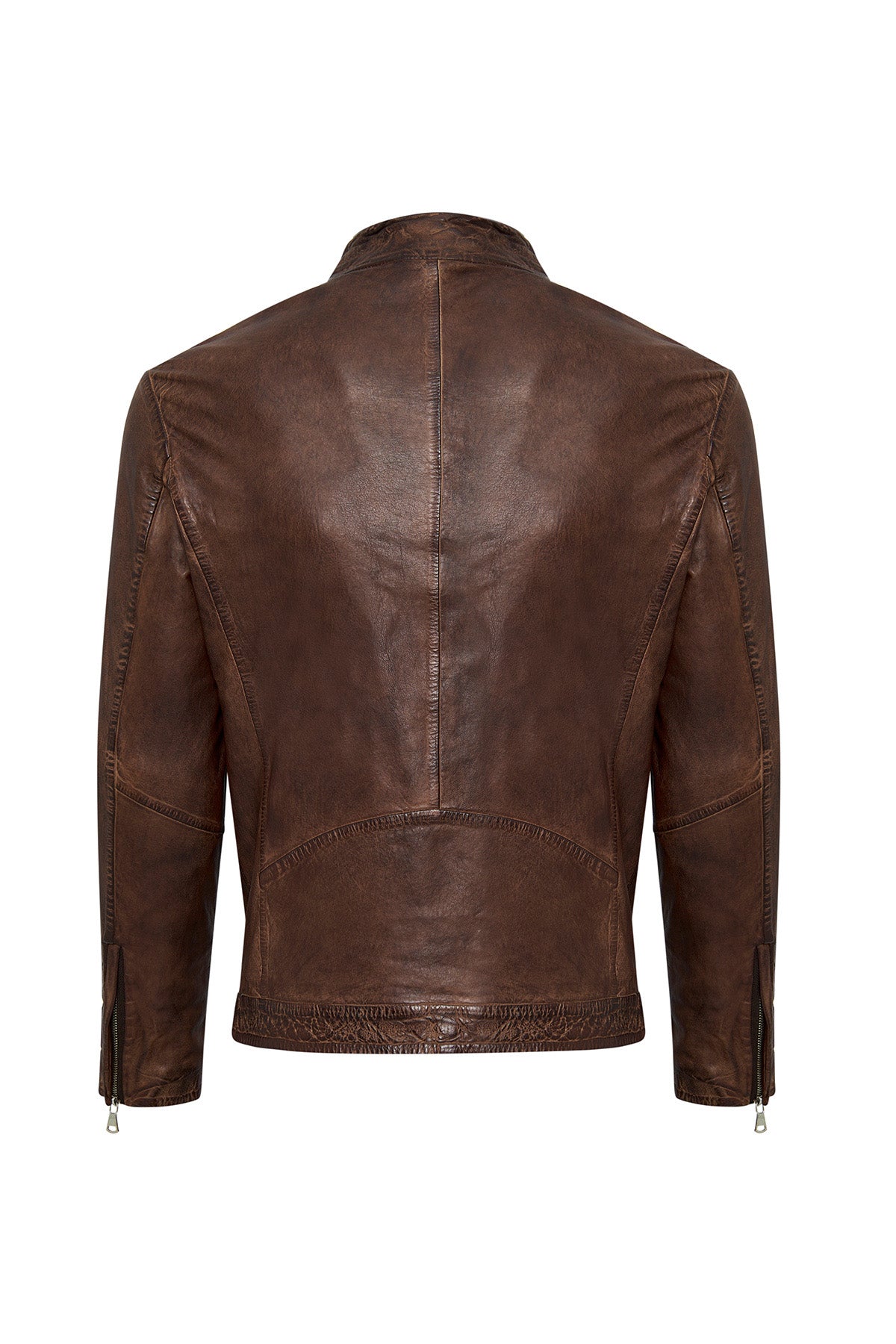 Immobile Brown Sport Leather Jacket For Men