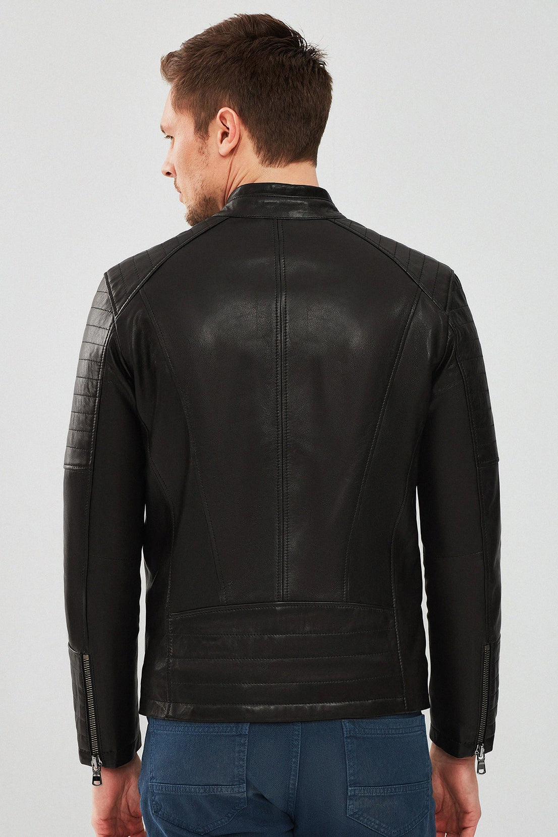 Dali Black Sport Leather Jacket For Men
