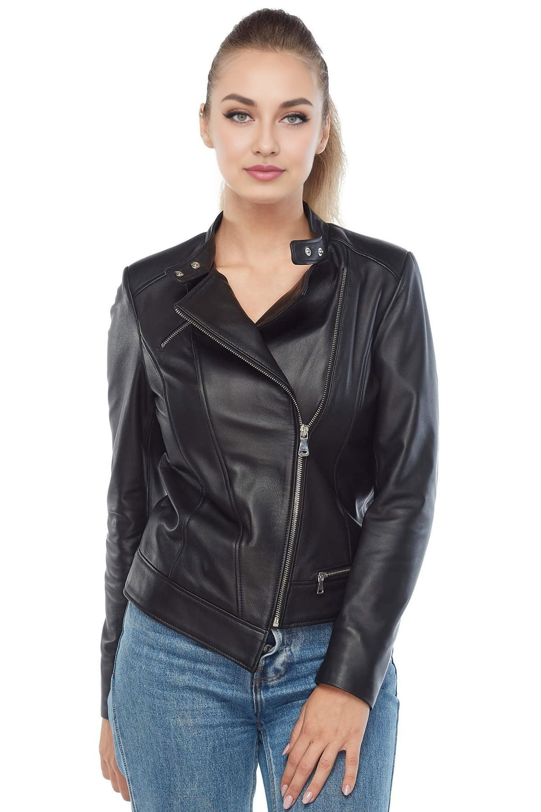 Carolyn Black Stylish Leather Jacket For Women