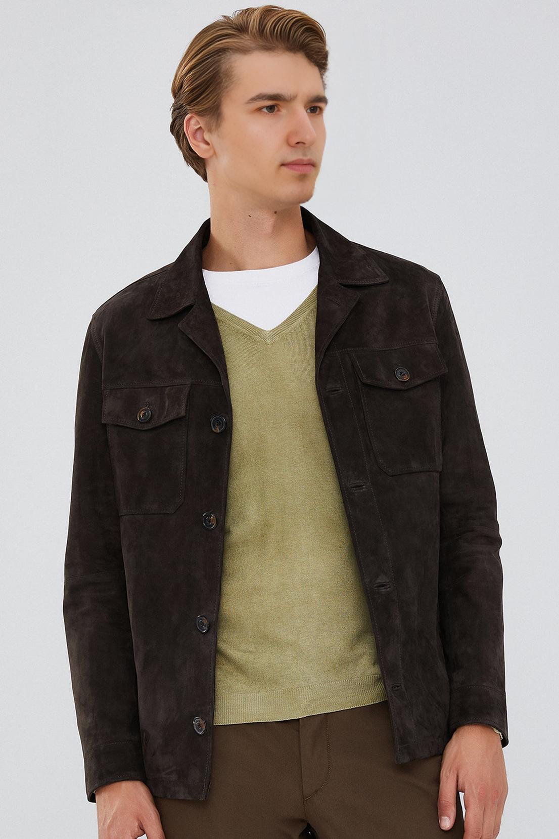 Icardi Brown Suede Blazer Leather Jacket For Men