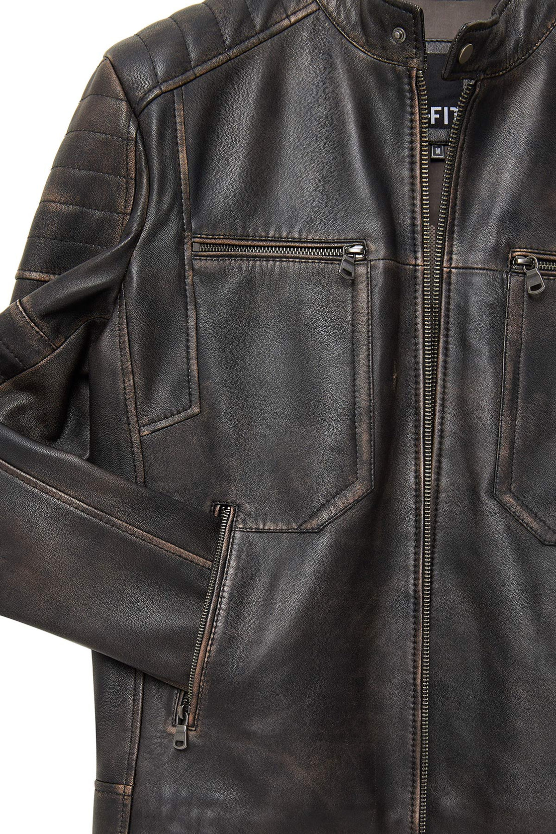 Morant Brown Vintage Slim-Fit Leather Jacket For Men