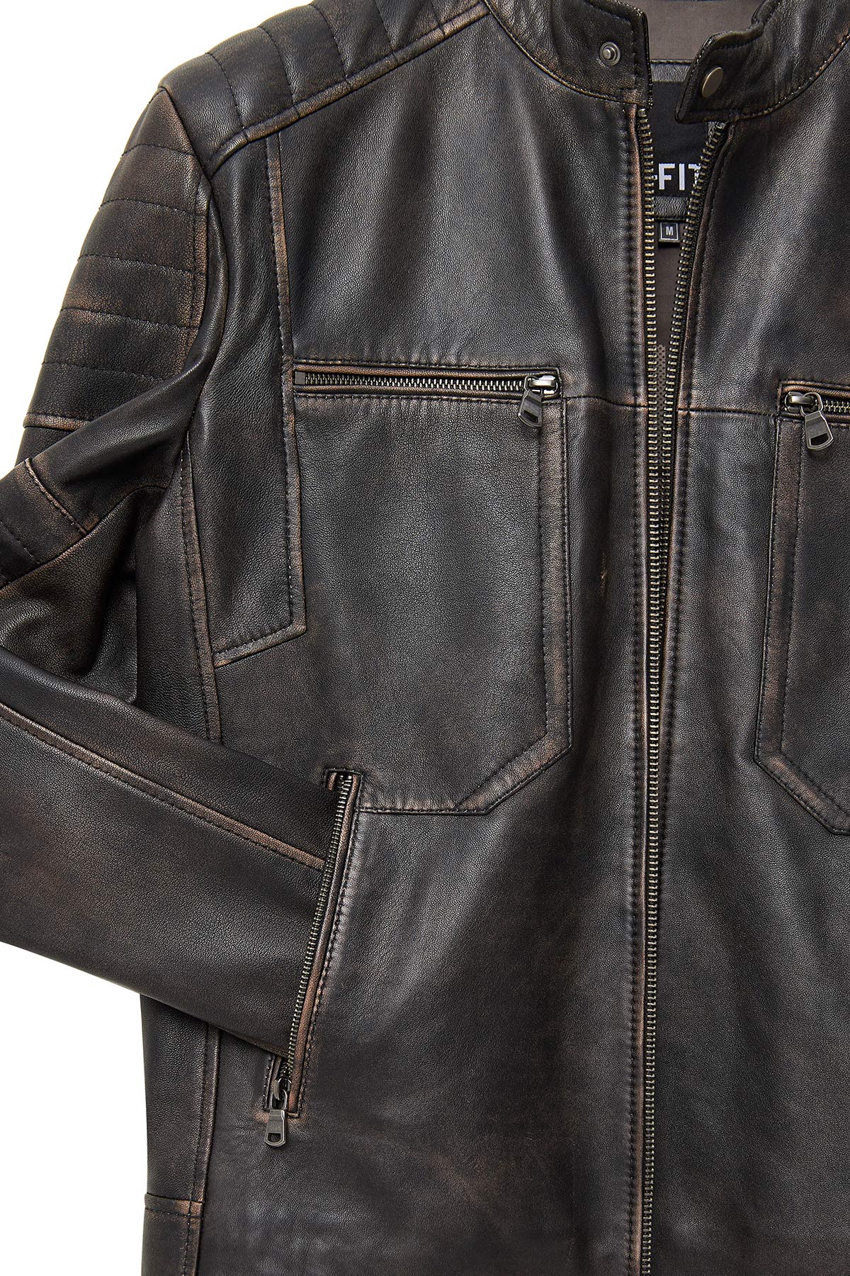 Morant Brown Vintage Slim-Fit Leather Jacket For Men