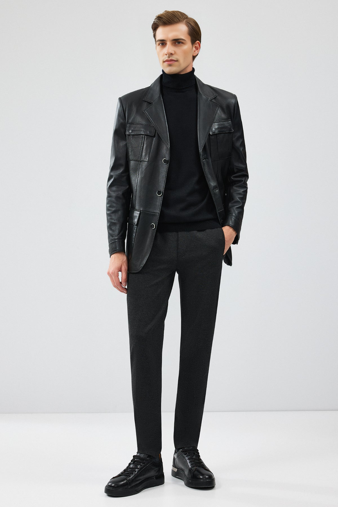 Kevin Black Blazer Leather Jacket For Men