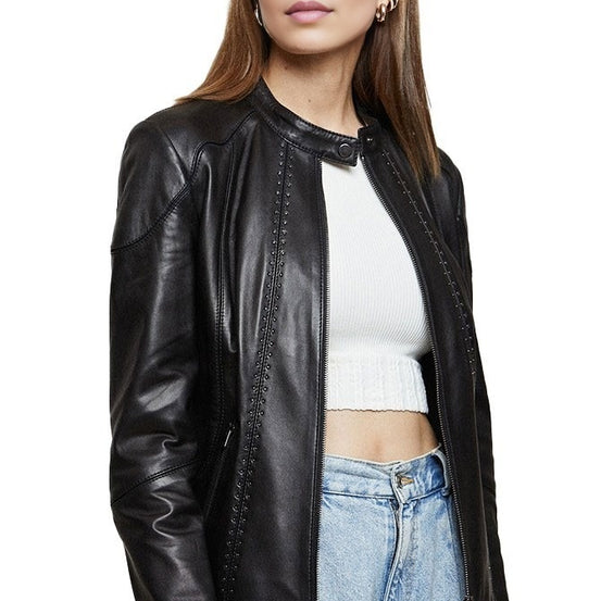 Morgan Black Leather Jacket For Women