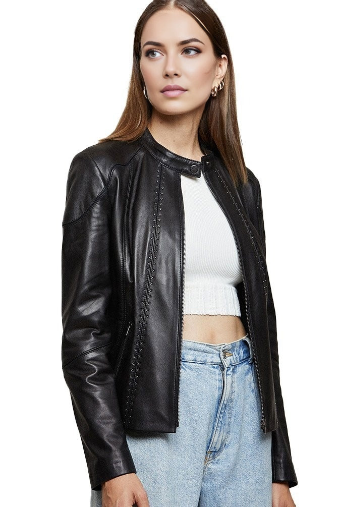 Morgan Black Leather Jacket For Women