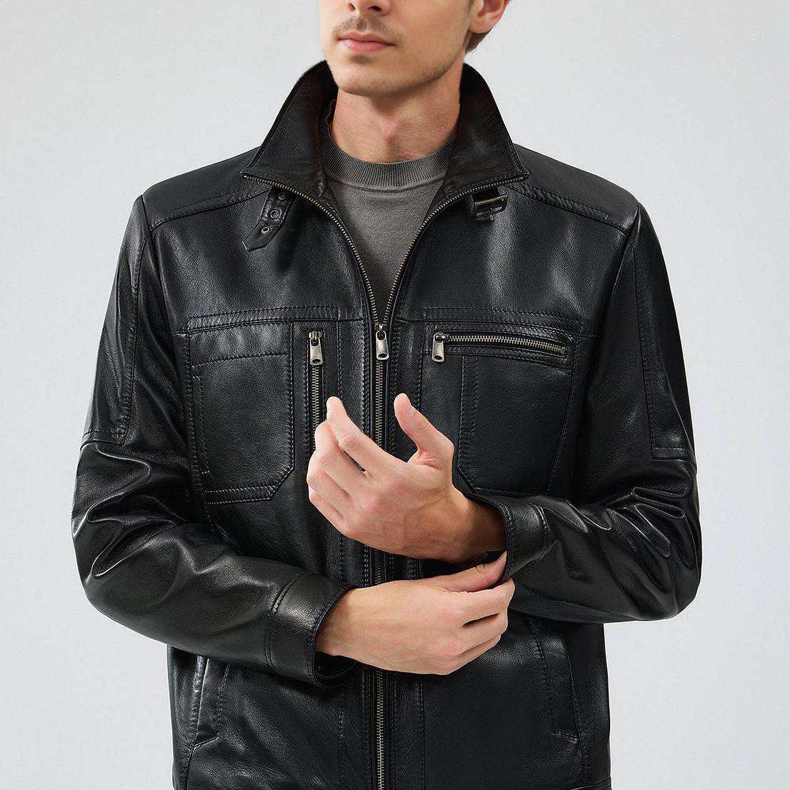 Muller-X Men's Leather Black Jacket
