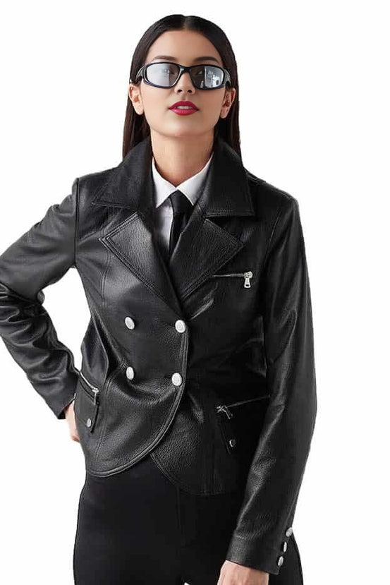 Susan Black Blazer Leather Jacket For Women