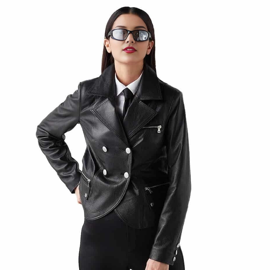 Susan Black Blazer Leather Jacket For Women