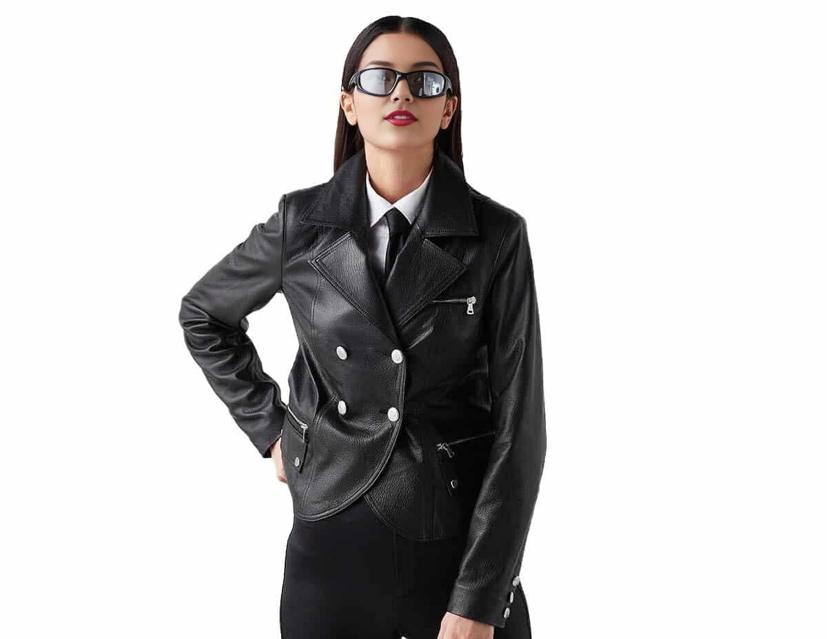 Susan Black Blazer Leather Jacket For Women