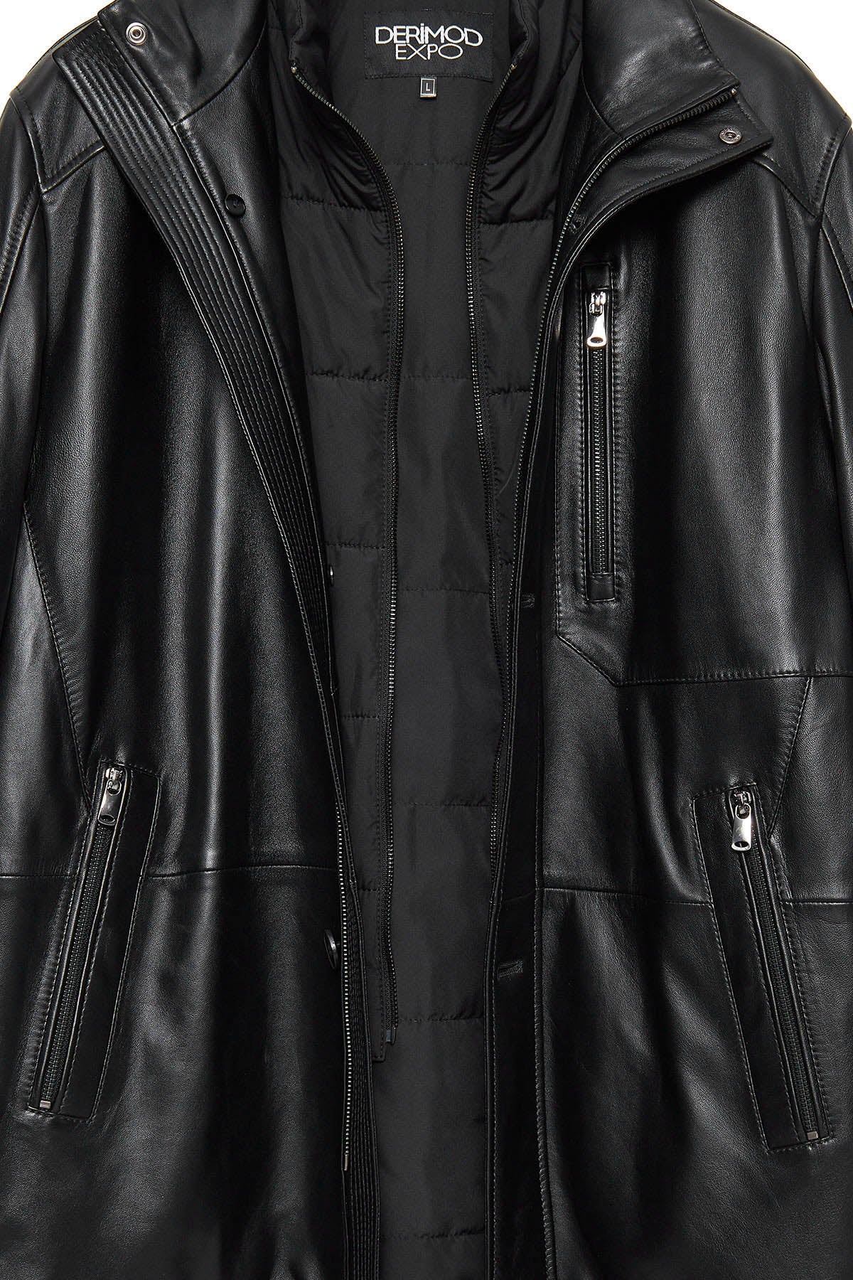 Nathan Black Leather Coat For Men