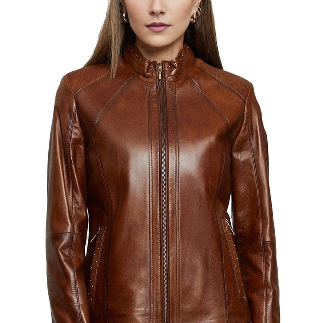 Mila Brown Leather Jacket For Women