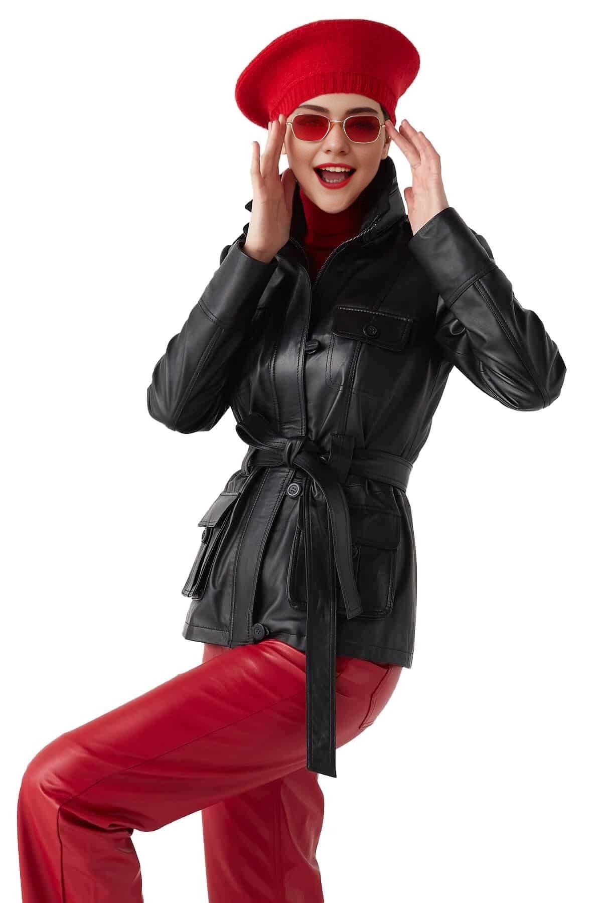 Stephanie Black Leather Jacket For Women
