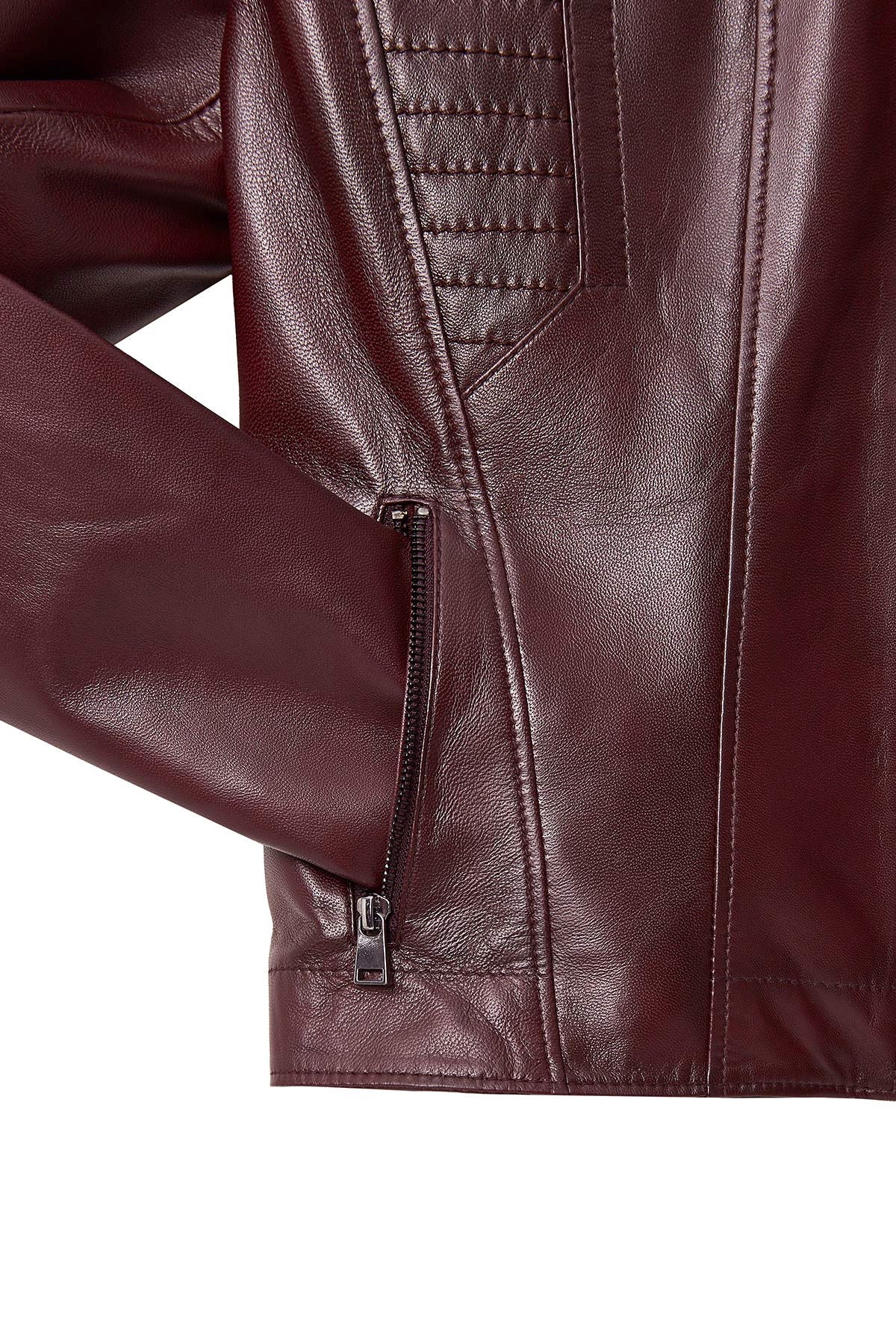 Marlyn Burgundy Leather Jacket For Women