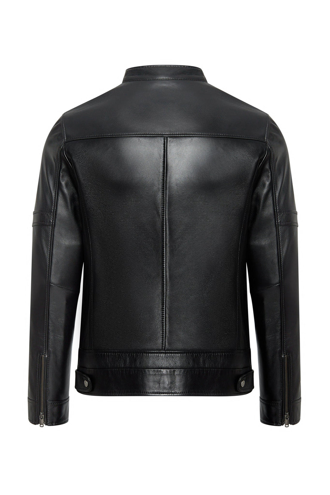 Patrick Black Judge Collar Leather Jacket For Men