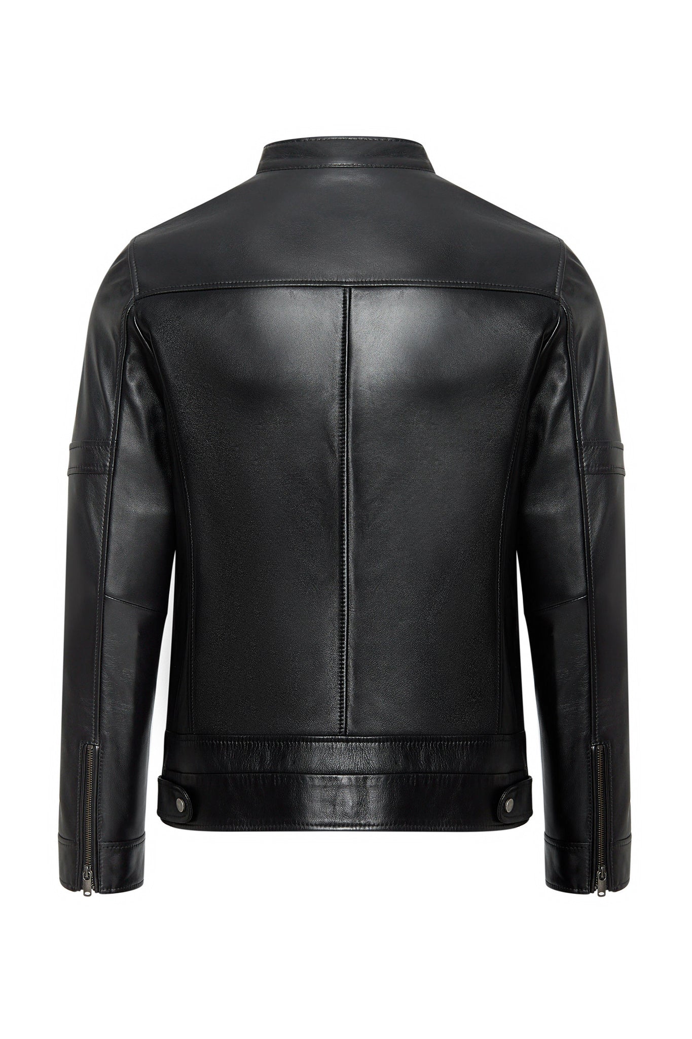 Patrick Black Judge Collar Leather Jacket For Men
