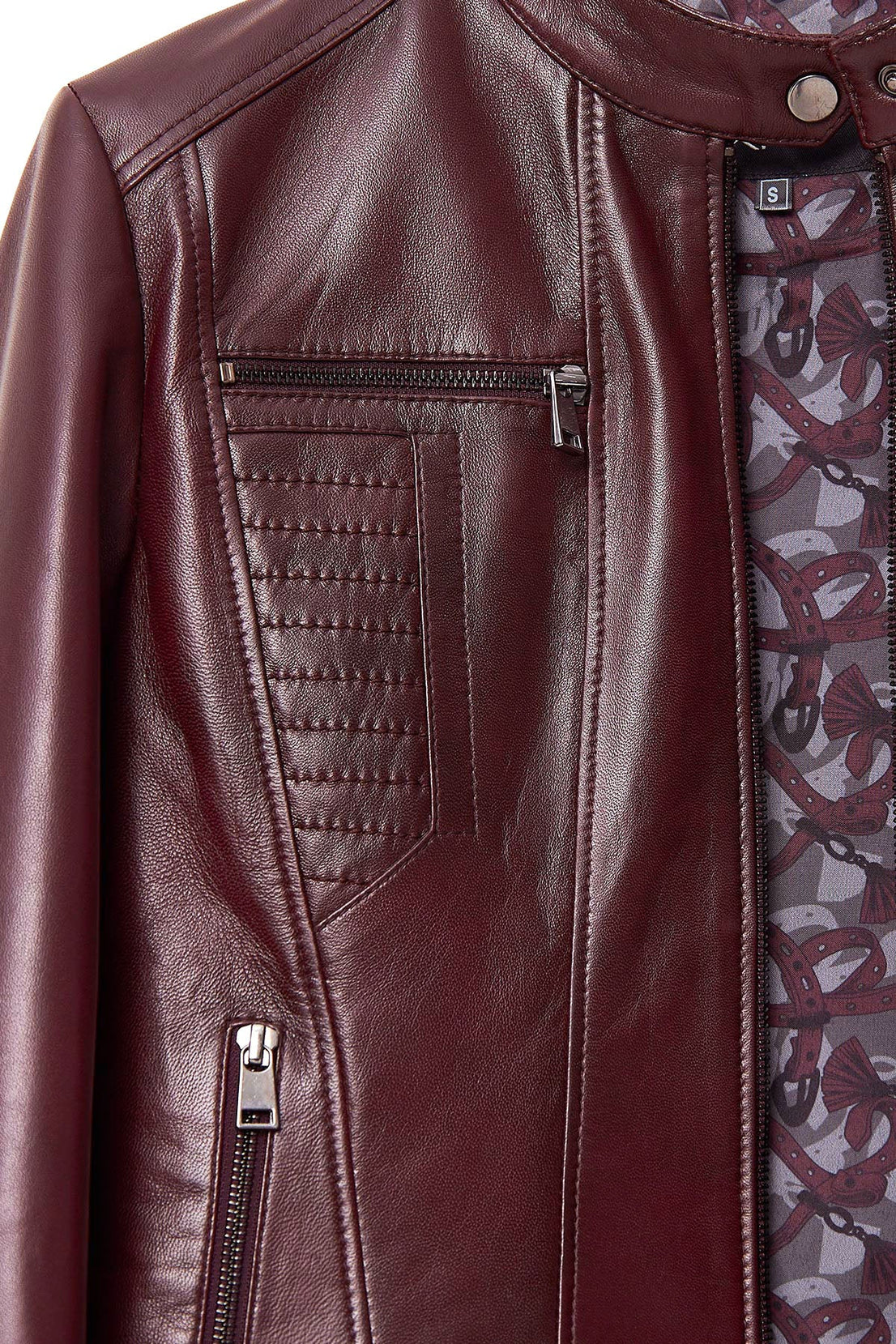 Marlyn Burgundy Leather Jacket For Women